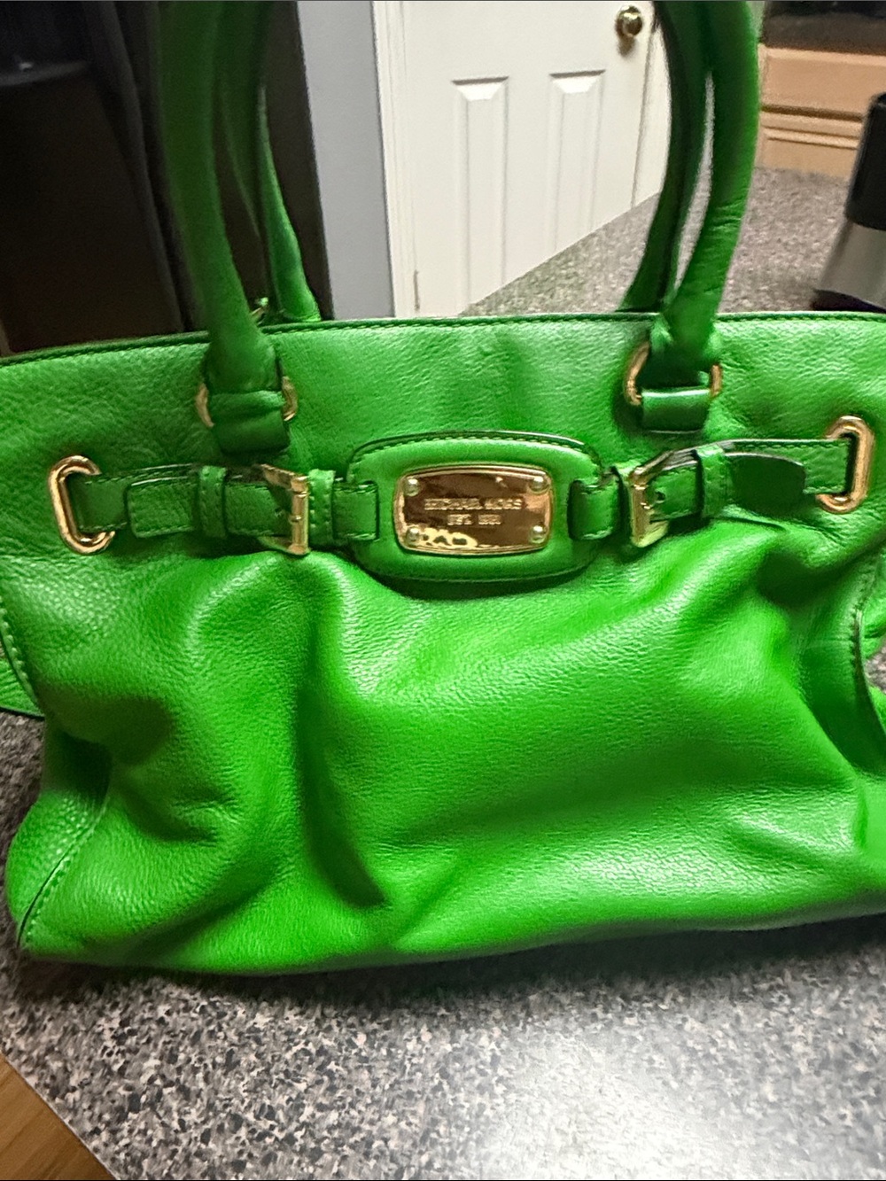 Michael Kors Vibrant Green Leather Shoulder Bag with Gold Hardware